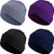 4 Pieces Women Turban Hats Slouchy Sleep Cap Headwrap Slap Headwear -Black- Gray- Navy Blue- Purple-