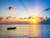 DZJYQ 6.5x5ft(2x1.5m) Blue Sky White Cloud Golden Setting Sun Sunrise Ocean Sea Boat Scenery Backdrop Photography Background 421