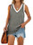 Womens Tank Tops Loose Fit Sleeveless V Neck Shirts Fashion 2021 Grey M