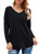 Neineiwu Womens Long Sleeve V Neck Tunic Tops Loose Casual Blouse Shirts -Black M-