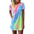 Aniywn Women's Casual Short Sleeve Tie Dye Swing T-Shirt Tunic Dress Floral Print Mini Dress Loose Midi Dress Green