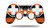 Sony PS3 Controller Decal Style Skin - Skull Stripes Orange -CONTROLLER NOT INCLUDED-