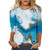 fartey 3/4 Sleeve Shirts for Women Summer Casual Print Tops Round Neck Loose Pullover Comfy Soft Blouses