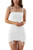 Velius Women's Sexy Front Drawstring Spaghetti Strap Backless Ruched Bodycon Clubwear Mini Dress -Large- White-