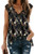 Poetsky Women's V Neck Lace Tank Tops Loose Casual Sleeveless Tunic Shirts Side Split -XXL- Black Floral-