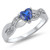 Blue Simulated Sapphire Infinity Knot Heart Ring .925 Sterling Silver Band Size 7