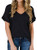 Women's T-Shirts V Neck Basic Tee Black Shirts Summer Solid Short Sleeve Casual Loose Fit Tops L
