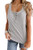 Dellytop Women's Scoop Neck Button Down Tank Tops Cute Racerback Sleeveless Tunic Henley Shirts Grey