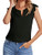 LYANER Women's Casual Notched Neck Scallop Trim Sleeveless Blouse Tank Tee Top Black Medium