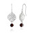 Sterling Silver Garnet 4x4mm Cushion-Cut Dangle Celtic Open Knot Drop Earrings