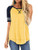 Women's Tops Round Neck Short Sleeve Casual Tunic Shirts Side Split Loose fit Color Block Tunic Blouse Yellow XL