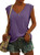 Langwyqu Womens Cap Sleeve T-Shirt Casual Loose Fit Tank Tops Purple