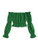 LYANER Women's Off Shoulder Ruffle Trim Puff Long Sleeve Tube Crop Blouse Shirt Top Green Small