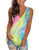 Women's Basic V Neck T Shirts Side Split Tie Dye Tunic Tank Tops