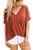 iGENJUN Women's Short Sleeve V Neck T Shirt Loose Fit Casual Summer Tops-Orange-M