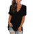 Davenil Women V Neck T Shirts Casual Loose Fit Side Split Shirts Short Sleeve Summer Tunic Tops Black Size XXL