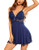 Avidlove Women Lingerie Sexy Chemise Nightgown Lace Babydoll Full Slip Dress Sleepwear Navy Blue X-Large