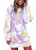 Byvheh Women Hoodies Dress Tie-Dye Printed Long Sleeve Hooded Tunic Oversized Sweatshirt Pockets Pullover Jumper Purple