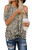 ETCYY Women's Cold Shoulder Tops Summer Leopard Short Sleeve Knot Twist Front T-Shirt Tunics-Brown L