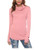 LYHNMW Women Cowl Neck Mock Turtleneck Long Sleeve Knit Stretchable Sweater Tops Pullover Pink