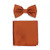 Bows-N-Ties Men's Solid Pre-Tied Bow Tie and Pocket Square Set Matte Herringbone Finish -Burnt Orange-