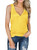 Womens V Neck Tank Tops Sleeveless Henley Shirts Button Up Ribbed Long Tunic Tees -Yellow- X-Small-