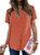 Dokotoo Women's 2021 Summer Casual T-Shirts Blouse Short Sleeve Crew Neck with Pocket Shirt Loose Fit Tunic Plain Basic Tee Top M Orange