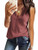 Womens Tank Tops V Neck Waffle Knit Summer Casual Sleeveless Loose Tee Shirts -Medium- Burgundy-
