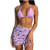 Women Bikini Set Vintage Two Piece Swimsuit Retro Halter Top with Ruched High Waist Bottom Swimwear