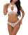 YIKAYI Women 2 Piece Lingerie Lace Babydoll Sexy Bra and Panty Set White