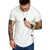 Men's Gym Workout Athletic T Shirt - Muscle Bodybuilding Short Sleeve Slim Fit Cotton Tee Shirt Top White