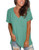 MOLERANI Women's Short Sleeve V-Neck Shirts Loose Casual Tee Summer Tops with Pocket -L- Grass Green-