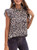 Remidoo Women's Casual Leopard Print Frilled Mock Neck Ruffle Sleeve Blouse Top Brown Small