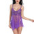 Women Sexy Lingerie V Neck Mesh Chemise Lace Babydoll Nightie Sexy Sleepwear Purple