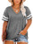 Happy Sailed Womens Plus Size Tunic Tops Summer Short Sleeve V Neck Striped Loose Casual Tee Shirt-3X Gray