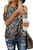 QACOHU Women's Cold Shoulder Tops Summer Leopard Short Sleeve Knot Twist Front T-Shirt Tunics-S-XXL- Black Brown L