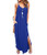 Mansy Women's Summer Casual Sleeveless V Neck Split Loose Long Maxi Dress Beach Sundresses with Pockets Blue