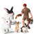 Hibon Animal Keeper with Farm Animals Figurines Simulated Farm Realistic Plastic Farmer Feeder Animals Figurines for Collection Educational Props -Feeder and Rabbit- Set of 5-