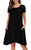 Afibi Women's Short Sleeve Pockets Loose Casual Swing T-Shirt Dresses -X-Large- Black-