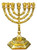 7 Branch Temple Menorah Candle Holder in Gold 12 Tribes of Israel Hexagonal Base Holy Land Gift 5 Inch Height