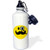 3dRose wb_113094_1"Fancy smiley face with black mustache and monocle yellow funny hipster smilie british gentleman" Sports Water Bottle, 21 oz, White