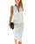 Dellytop Womens Summer Bodycon Ruched Midi Dresses V Neck Sleeveless Slim Solid Basic Tank Dress White