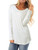 SUNNYME Women's Long Sleeve Shirts Blouses Crew Neck Solid Loose Casual Tunic Tops Sweatshirts A-White Large