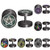 FLYUN 6 Pairs 10MM Skull Black Screw Stud Earrings for Men Women Steel Cheater Fake Ear Plugs Gauges Illusion Tunnel -Magic Pentagram-