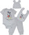 Disney Mickey Mouse Baby Boys Layette Set Bodysuit Pants Hat Bib 12 Months White/Gray Disney Mickey Mouse Baby Boys Layette Set Bodysuit Pants Hat Bib 12 Months White/Gray