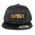 Flexfit 5 Panel NASA Worm Gold Text Embroidered Patch Snapback Mesh Trucker Cap - Charcoal