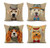 Awowee Set of 4 Linen Throw Pillow Cover Serious Cartoon Hipster Dog Labrador Retriever in Gray Silk 18x18 Inches Home Decor Square Flax Pillowcase Cushion Cover for Couch Sofa
