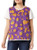 AmeriMark Patterned Womens Snap Front Cobbler Apron Vest with Two Patch Pockets Purple Multi Large