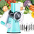 Manual Rotary Cheese Grater - Round Mandoline Slicer with Strong Suction Base- Vegetable Slicer Nuts Grinder Cheese Shredder -Rotary Grater -Blue-