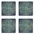 Lunarable Space Coaster Set of 4- Vintage Zodiac Chart Constellation of Northern Stars Astrology Image- Square Hardboard Gloss Coasters- Standard Size- Dark Blue and Yellow